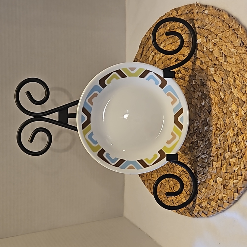 Corelle Discontinued Squared Pattern Bread/Butter Dessert Set of 4 Plates